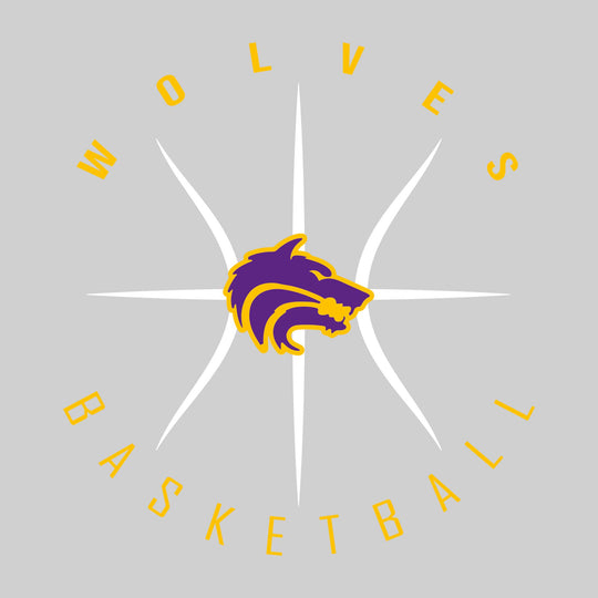 Central Wolves - Basketball - Circle Text with Threads