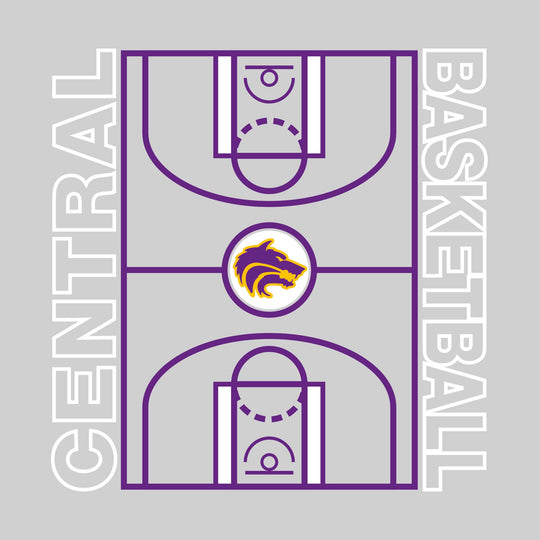 Central Wolves - Basketball - Full Court with Sideline Text