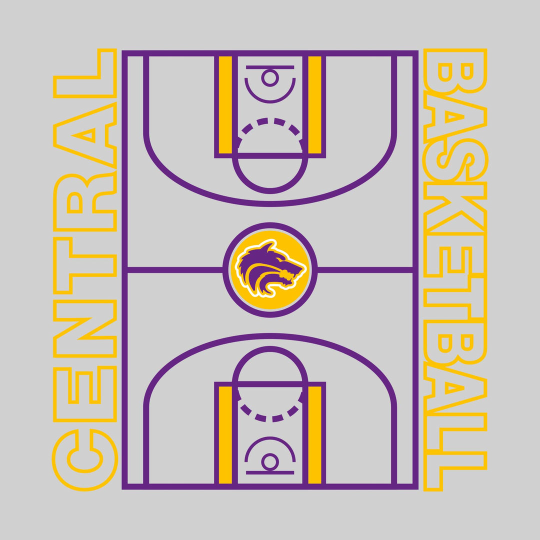 Central Wolves - Basketball - Full Court with Sideline Text