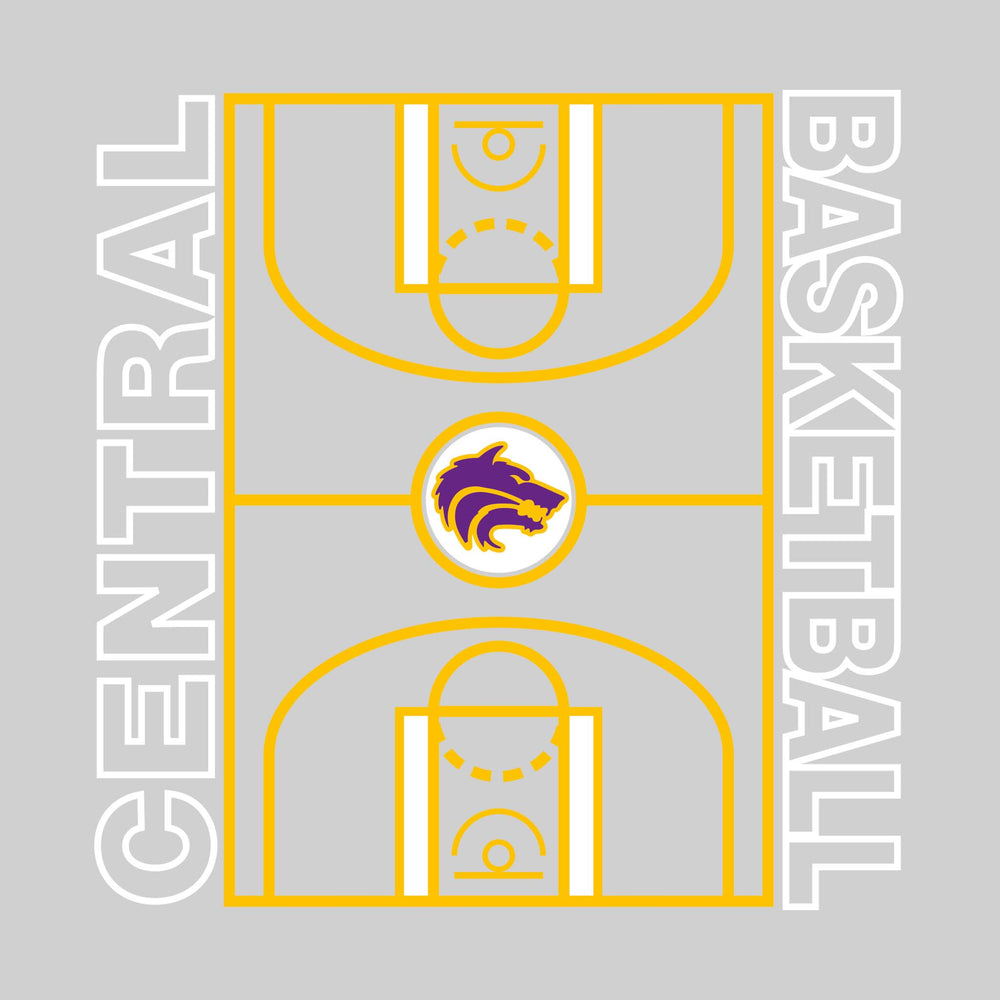 Central Wolves - Basketball - Full Court with Sideline Text
