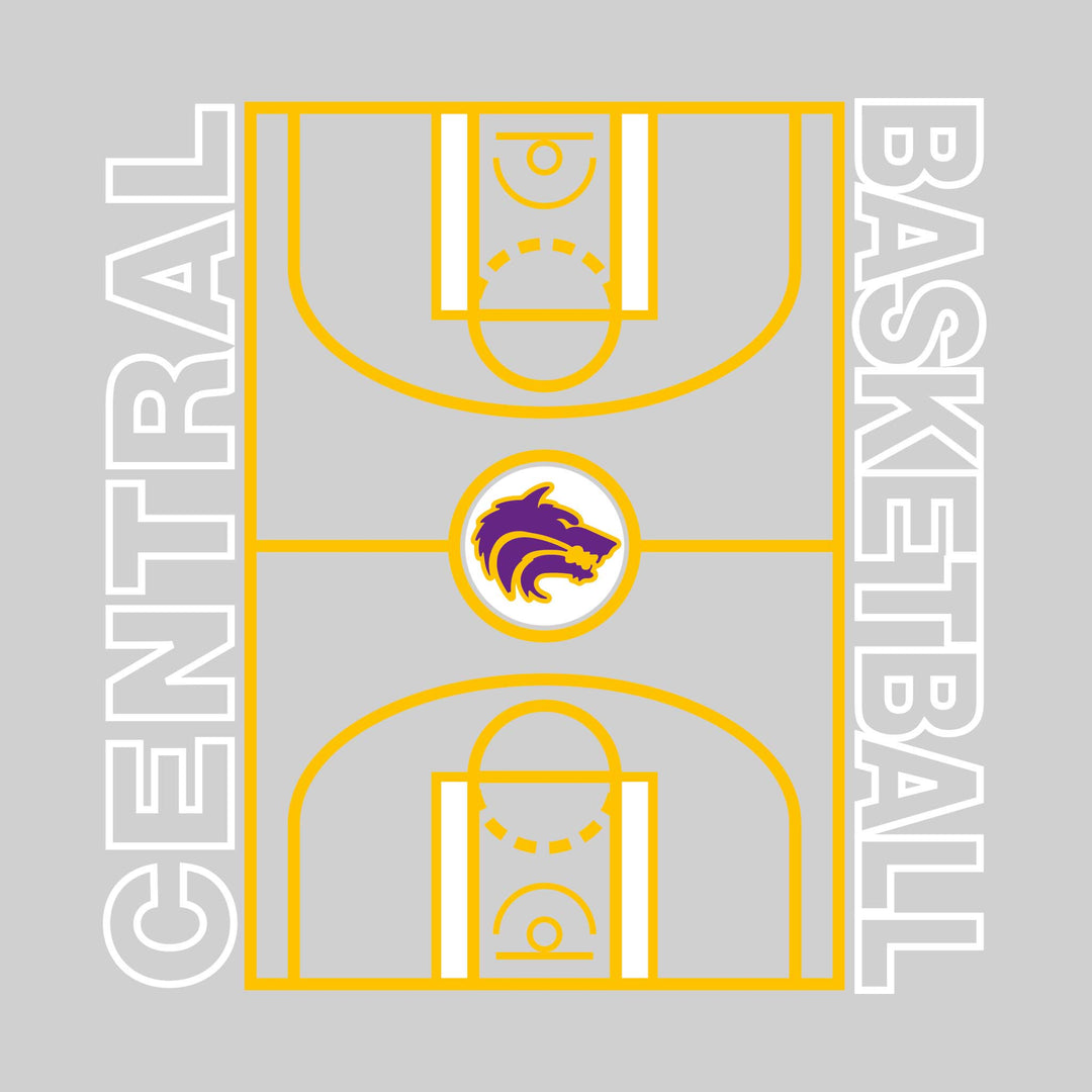 Central Wolves - Basketball - Full Court with Sideline Text