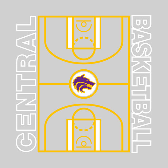 Central Wolves - Basketball - Full Court with Sideline Text