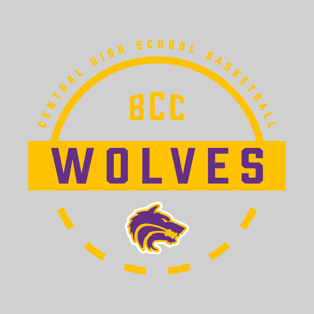 Central Wolves - Basketball - Mascot Name with Free Throw Circle