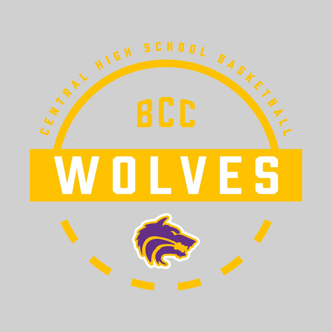 Central Wolves - Basketball - Mascot Name with Free Throw Circle
