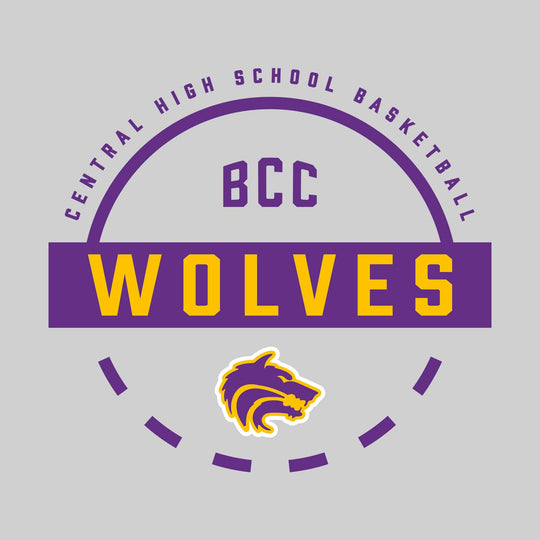 Central Wolves - Basketball - Mascot Name with Free Throw Circle