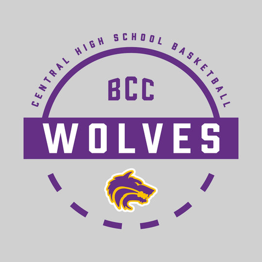 Central Wolves - Basketball - Mascot Name with Free Throw Circle