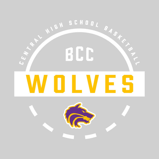 Central Wolves - Basketball - Mascot Name with Free Throw Circle