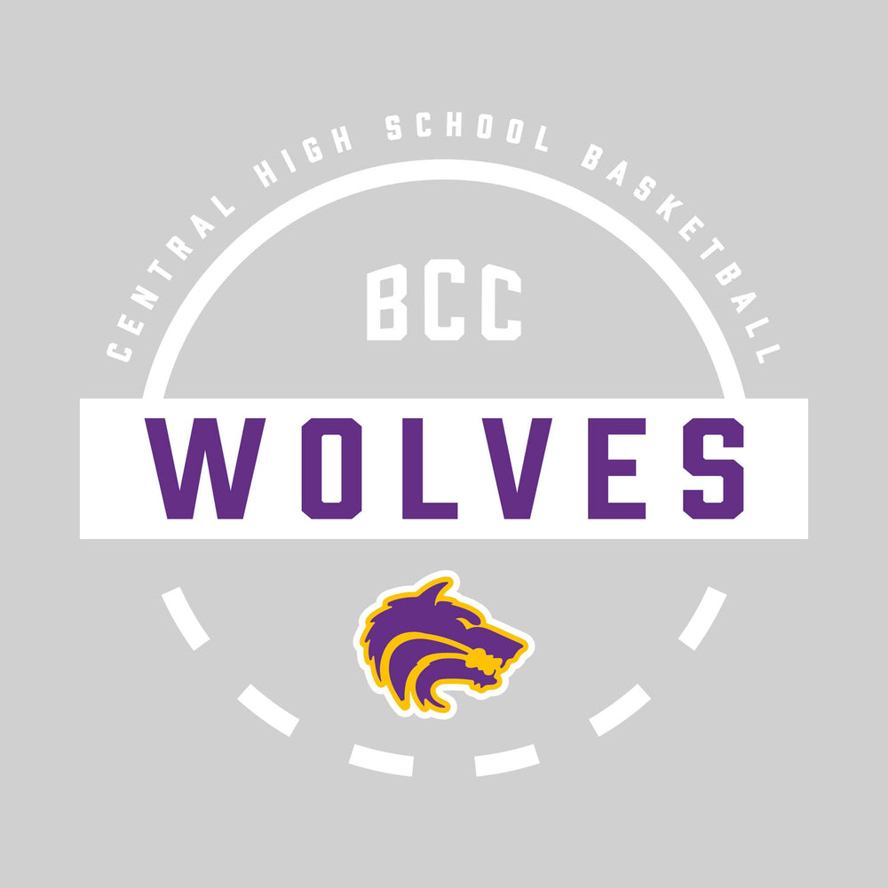 Central Wolves - Basketball - Mascot Name with Free Throw Circle