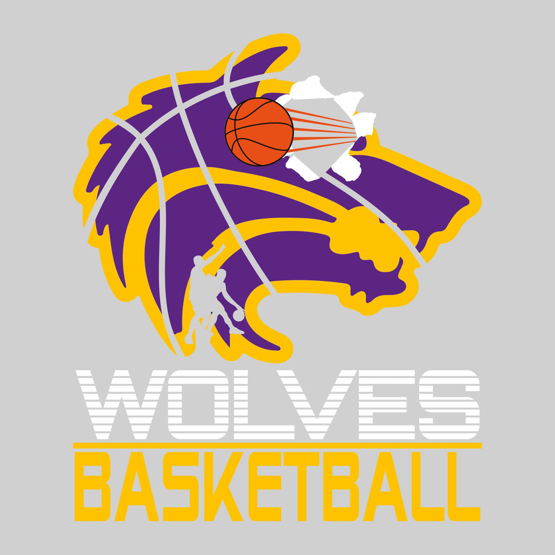 Central Wolves - Basketball - Wolf Head with Ball Tearing Through