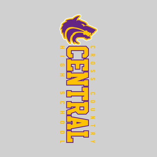 Central Wolves - Cross Country - Vertical School Name with Upper Mascot