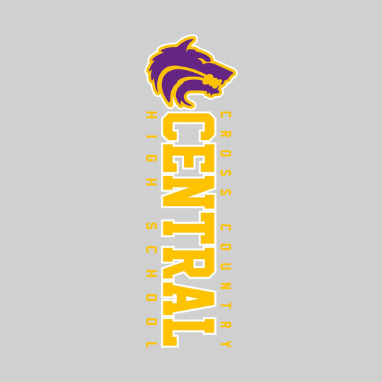 Central Wolves - Cross Country - Vertical School Name with Upper Mascot