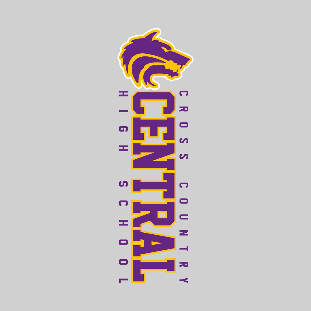 Central Wolves - Cross Country - Vertical School Name with Upper Mascot