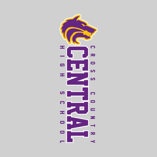 Central Wolves - Cross Country - Vertical School Name with Upper Mascot