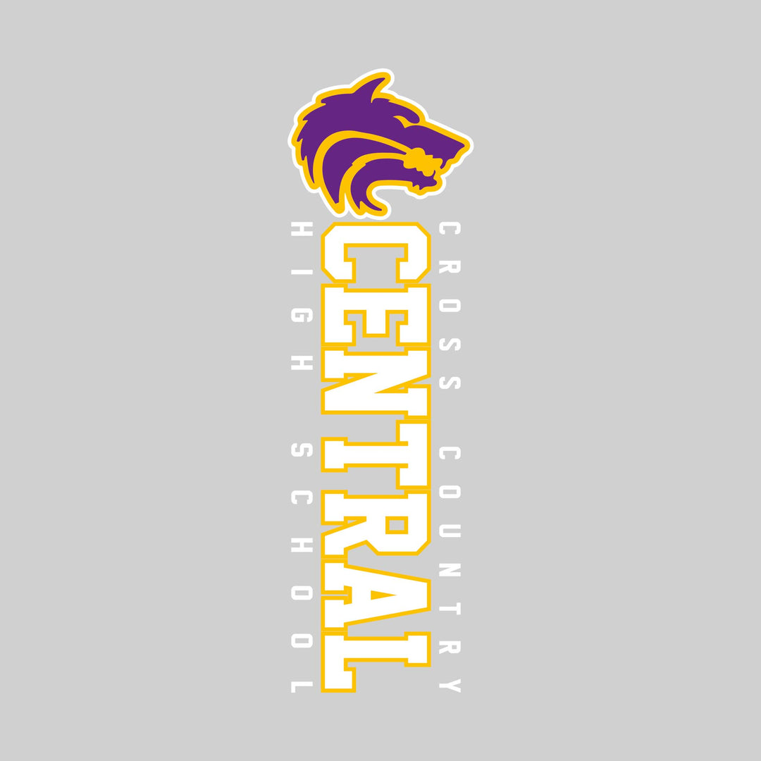 Central Wolves - Cross Country - Vertical School Name with Upper Mascot