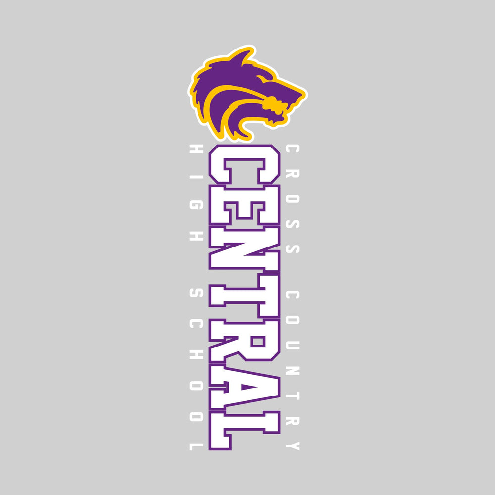 Central Wolves - Cross Country - Vertical School Name with Upper Mascot
