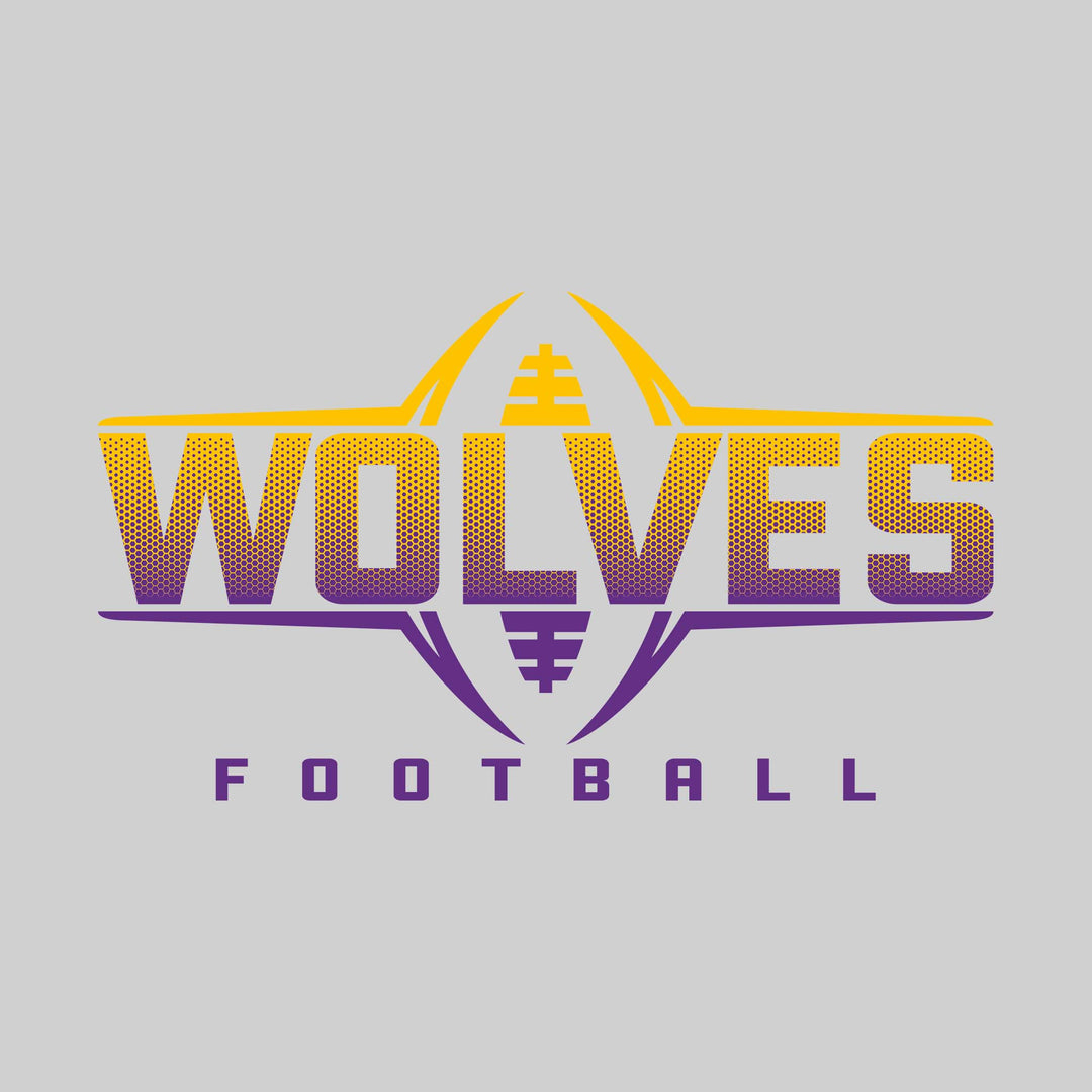Central Wolves - Football - Football Shape Bracketing Mascot Name with Hex Pattern