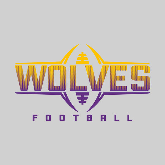 Central Wolves - Football - Football Shape Bracketing Mascot Name with Hex Pattern