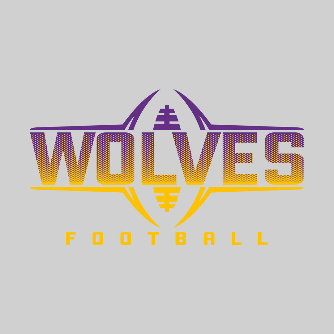 Central Wolves - Football - Football Shape Bracketing Mascot Name with Hex Pattern