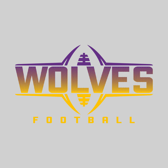 Central Wolves - Football - Football Shape Bracketing Mascot Name with Hex Pattern