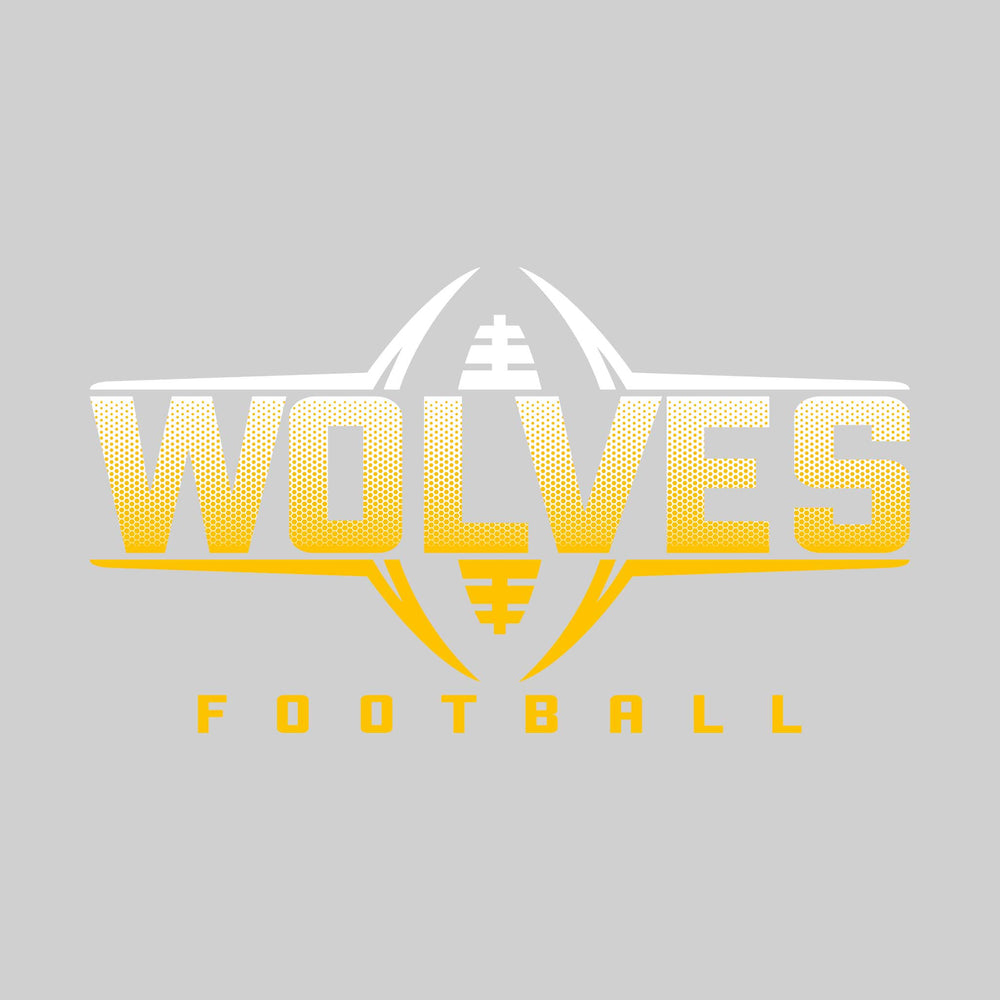 Central Wolves - Football - Football Shape Bracketing Mascot Name with Hex Pattern