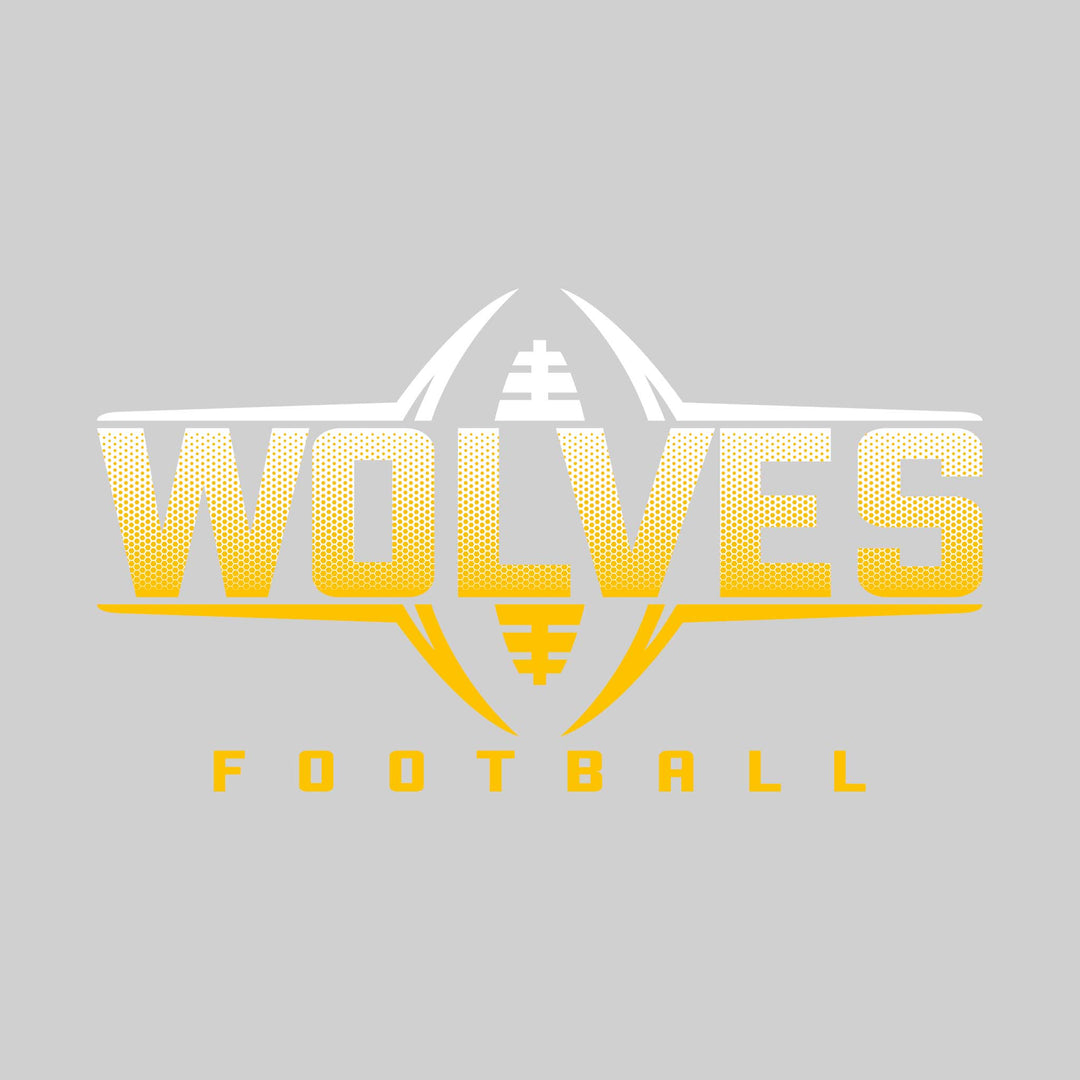 Central Wolves - Football - Football Shape Bracketing Mascot Name with Hex Pattern