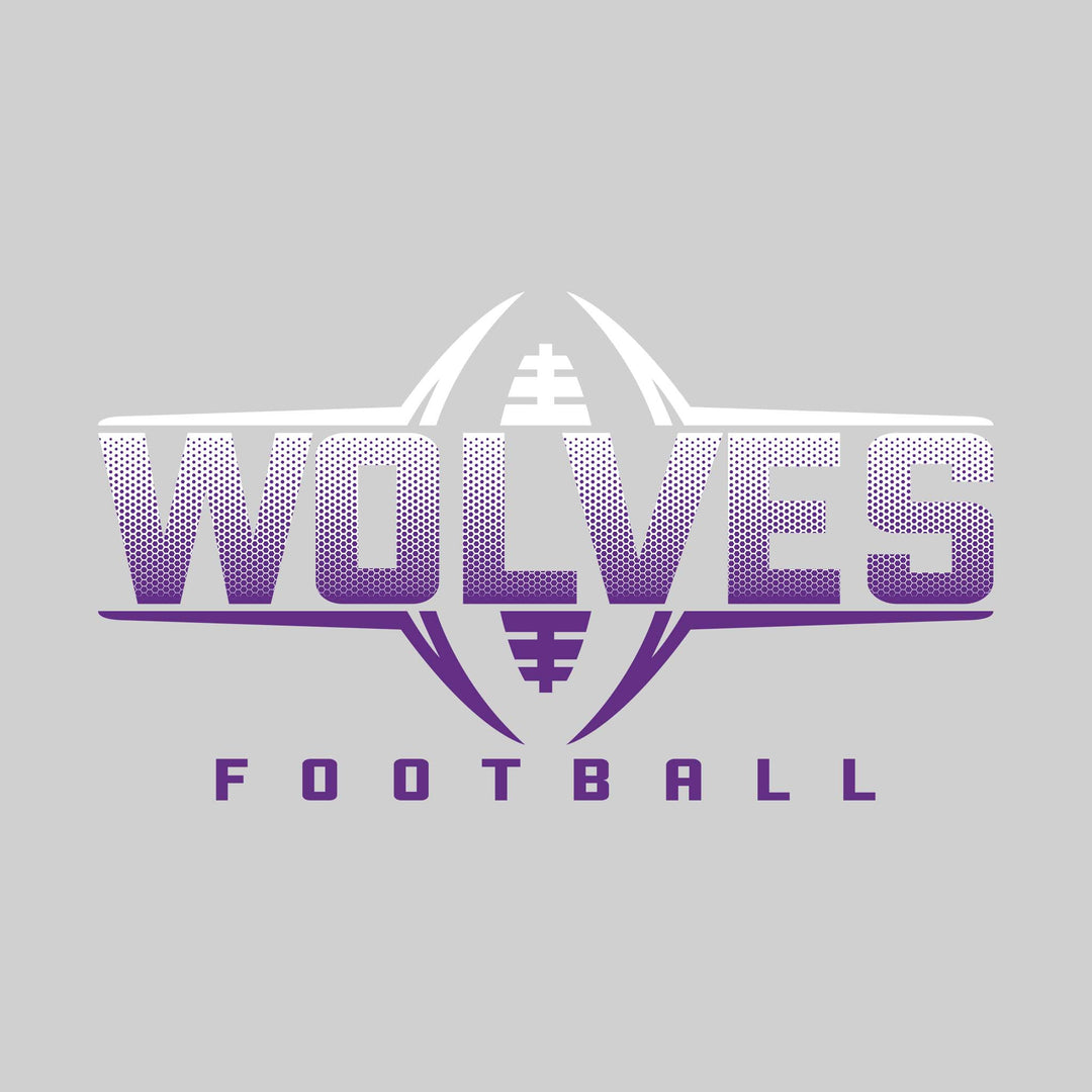 Central Wolves - Football - Football Shape Bracketing Mascot Name with Hex Pattern