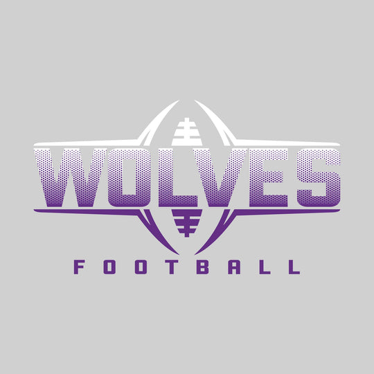 Central Wolves - Football - Football Shape Bracketing Mascot Name with Hex Pattern