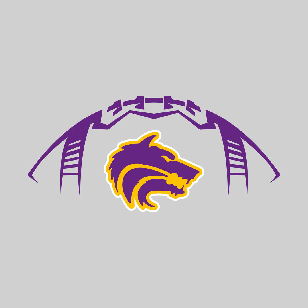 Central Wolves - Football - Football Shape Outline with Center Mascot