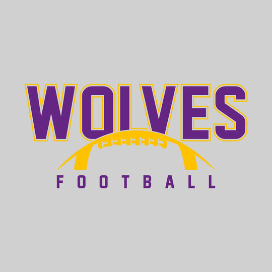 Central Wolves - Football - Outlined Wolves with Half Football Shape