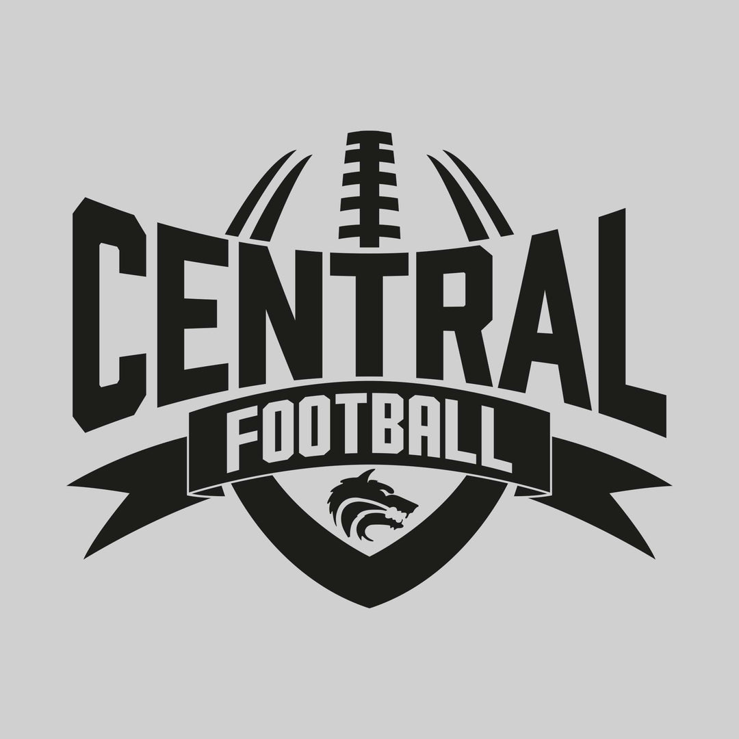 Central Wolves - Football - School Name with Football Shape and Banner
