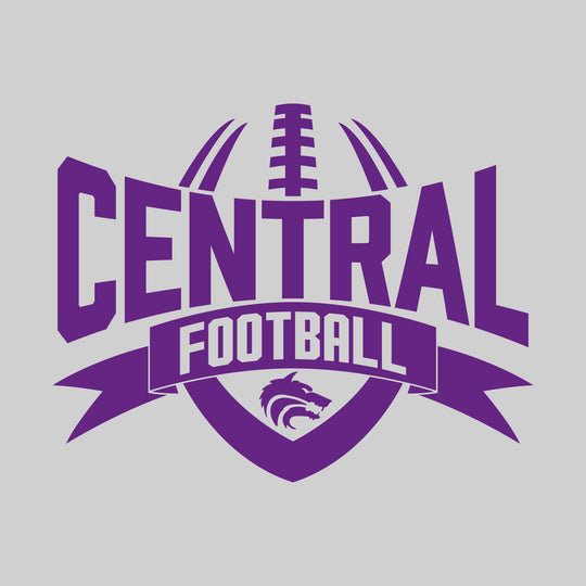Central Wolves - Football - School Name with Football Shape and Banner