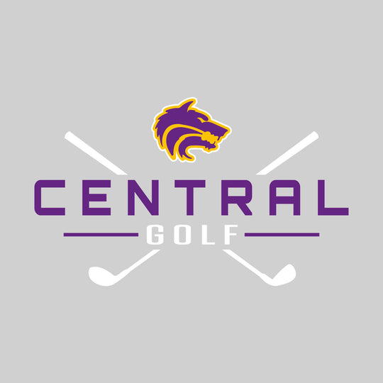 Central Wolves - Golf - School Name with Crossed Clubs