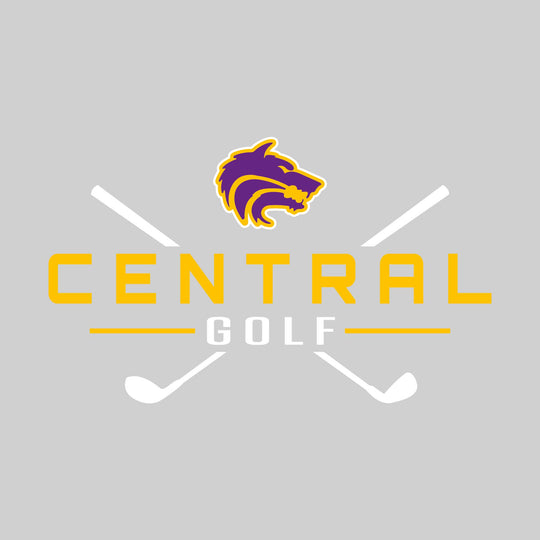 Central Wolves - Golf - School Name with Crossed Clubs