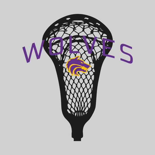 Central Wolves - Lacrosse - Arched Wolves Over Lacrosse Stick with Logo