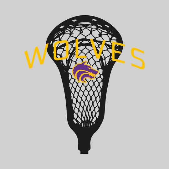 Central Wolves - Lacrosse - Arched Wolves Over Lacrosse Stick with Logo