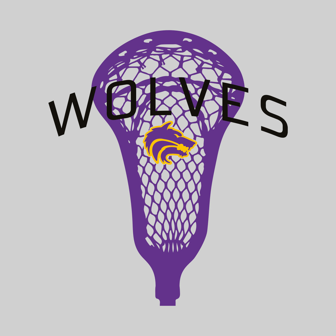 Central Wolves - Lacrosse - Arched Wolves Over Lacrosse Stick with Logo