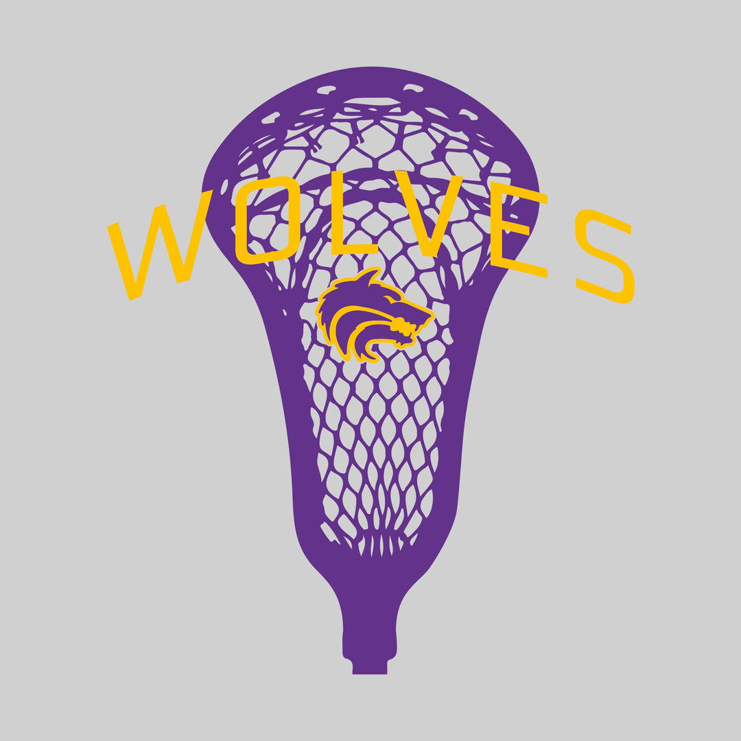 Central Wolves - Lacrosse - Arched Wolves Over Lacrosse Stick with Logo