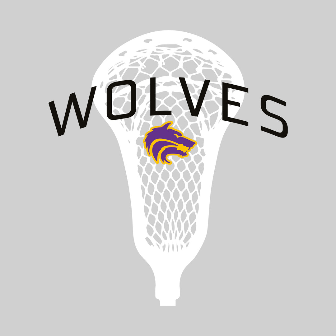 Central Wolves - Lacrosse - Arched Wolves Over Lacrosse Stick with Logo