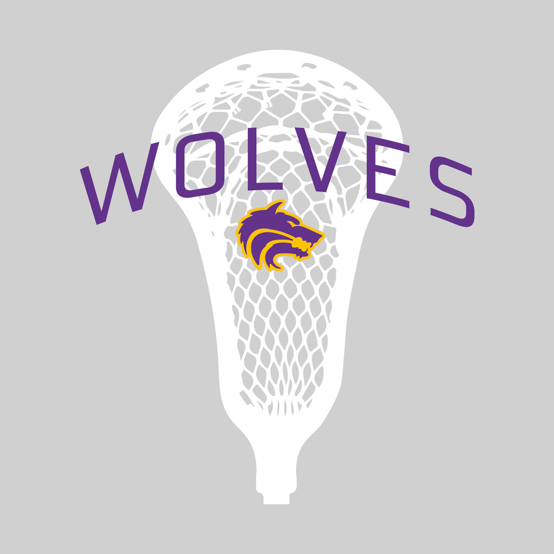 Central Wolves - Lacrosse - Arched Wolves Over Lacrosse Stick with Logo