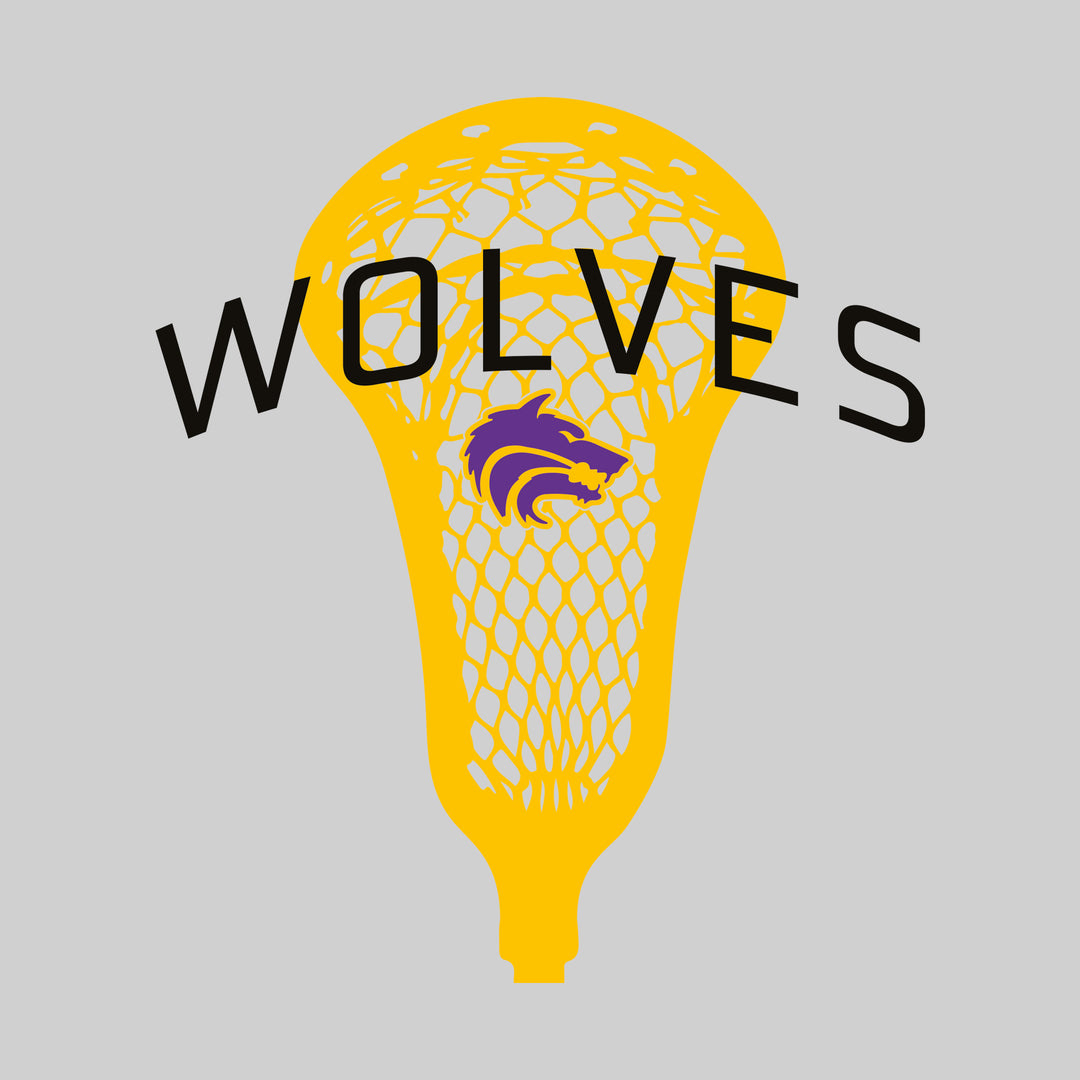 Central Wolves - Lacrosse - Arched Wolves Over Lacrosse Stick with Logo