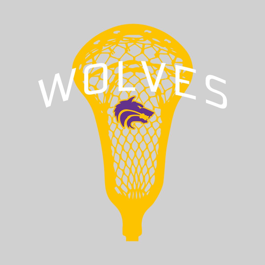 Central Wolves - Lacrosse - Arched Wolves Over Lacrosse Stick with Logo