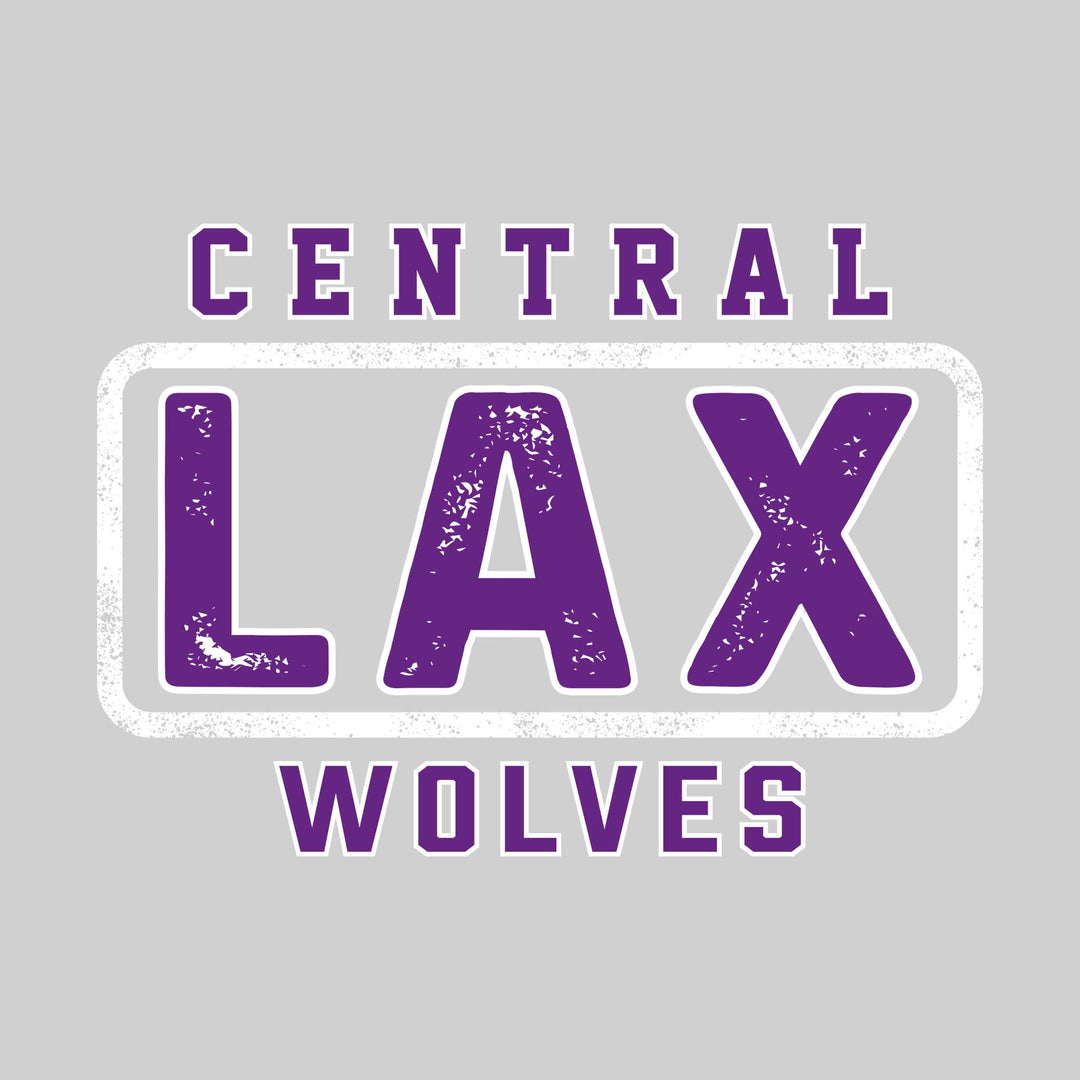Central Wolves - Lacrosse - Central Framed LAX with Mascot Name - Distressed