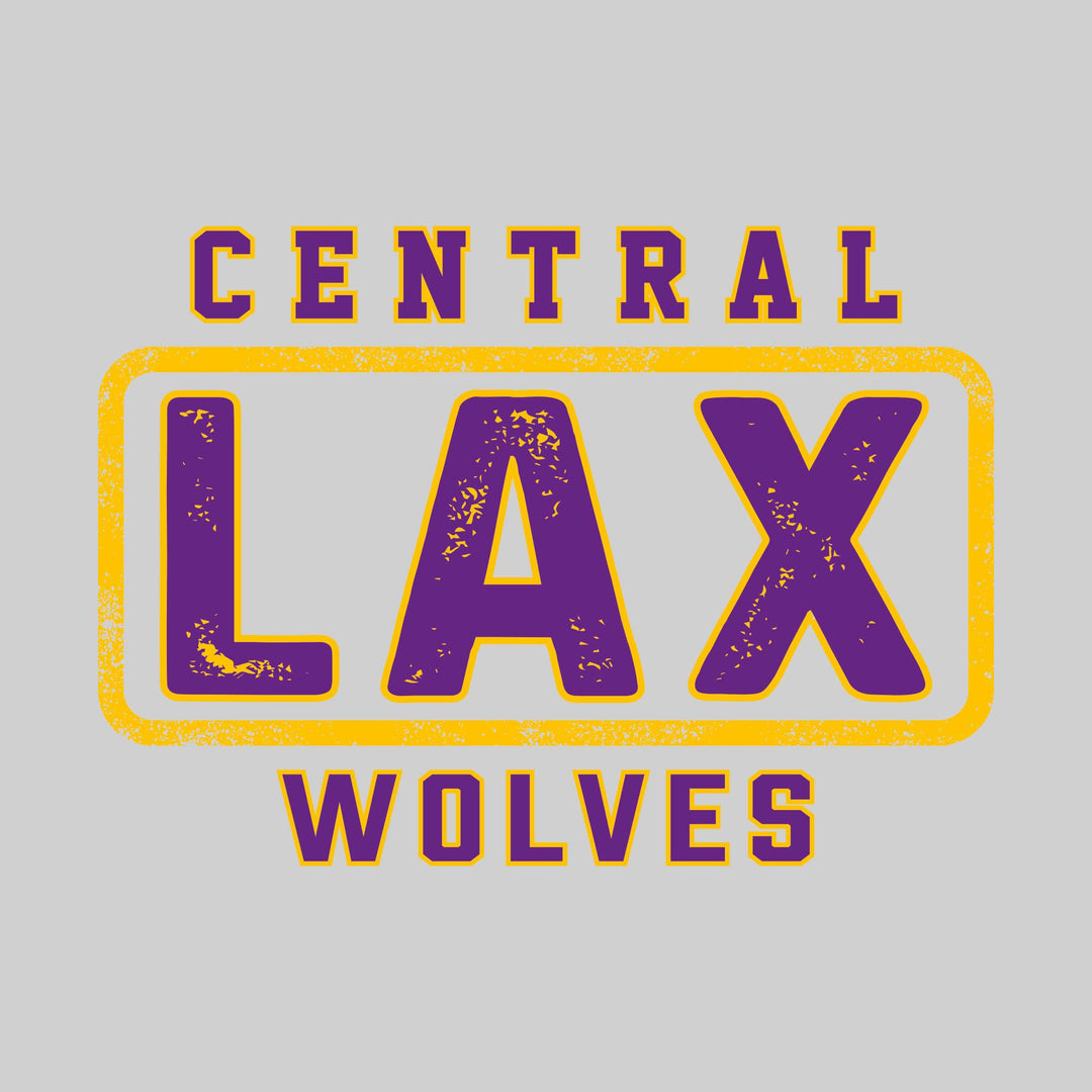 Central Wolves - Lacrosse - Central Framed LAX with Mascot Name - Distressed
