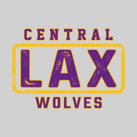 Central Wolves - Lacrosse - Central Framed LAX with Mascot Name - Distressed