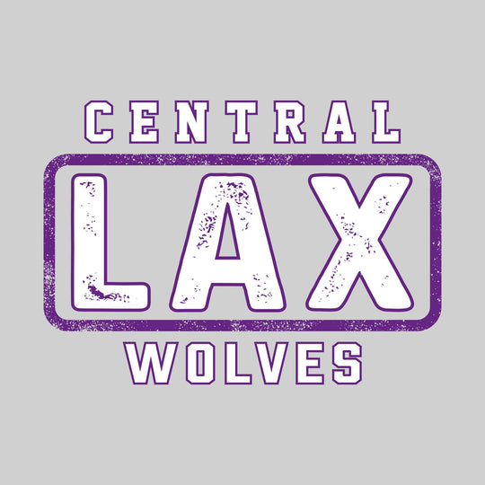 Central Wolves - Lacrosse - Central Framed LAX with Mascot Name - Distressed