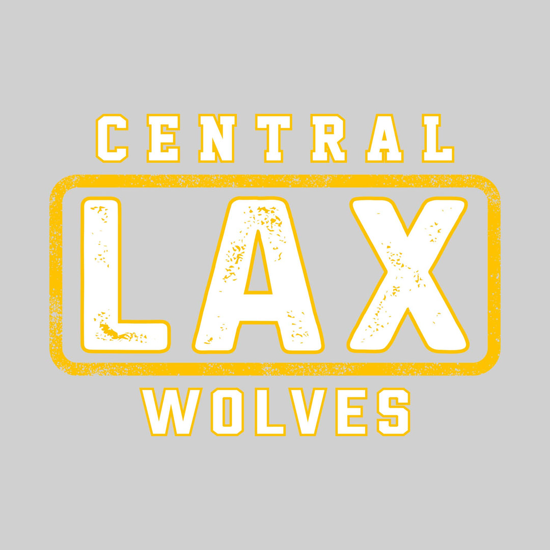 Central Wolves - Lacrosse - Central Framed LAX with Mascot Name - Distressed