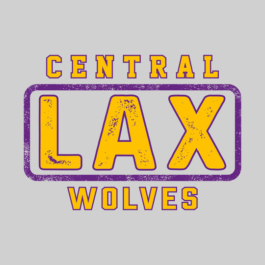 Central Wolves - Lacrosse - Central Framed LAX with Mascot Name - Distressed