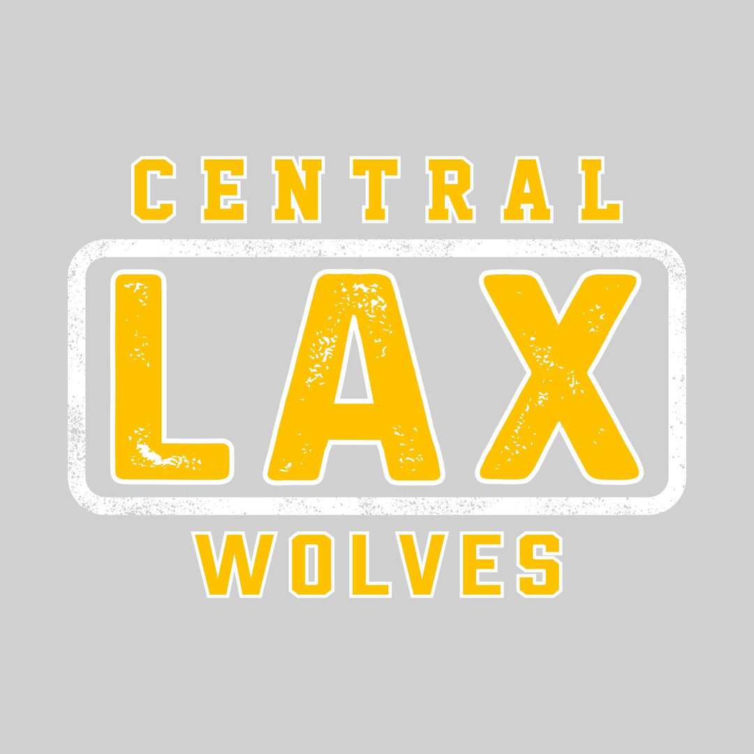 Central Wolves - Lacrosse - Central Framed LAX with Mascot Name - Distressed
