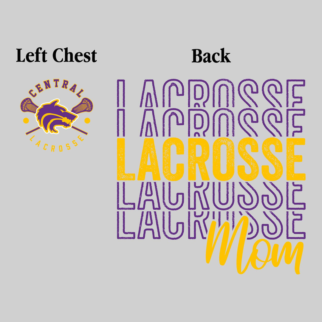 Central Wolves - Lacrosse - Lacrosse Mom - Lacrosse Repeated with Left Chest