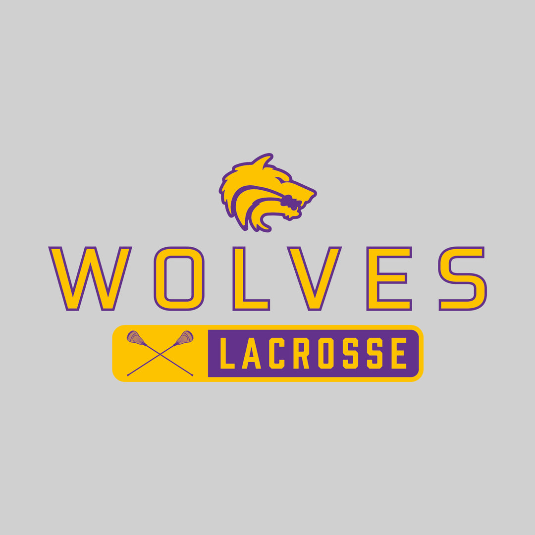 Central Wolves - Lacrosse - Mascot Over Name with Rounded Rectangle